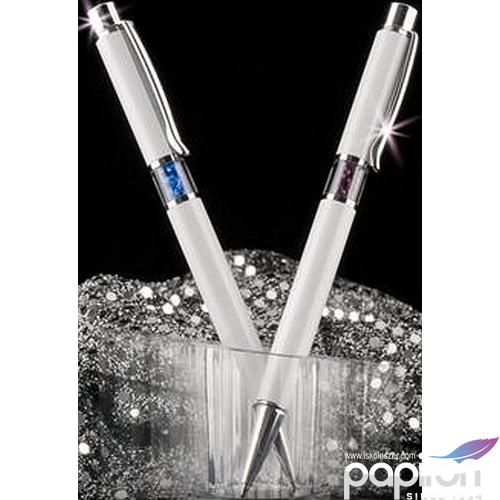 Swarovski toll fehér testű 20 Középen Bíborlila Kristály Tölt. Gravíro Made With Swarovski Elements