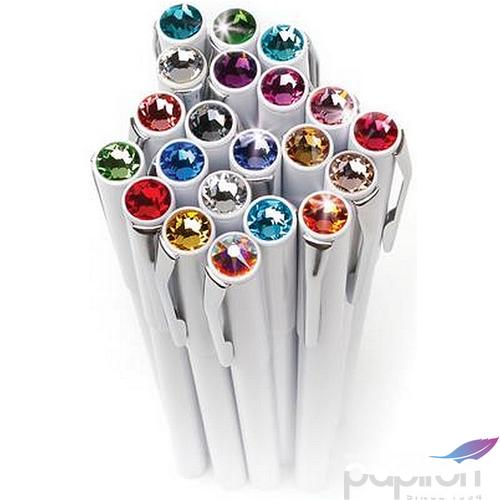 Swarovski toll M. fehér testű Mágneses Aquakék Kristály Gravírozható Made With Swarovski Elements