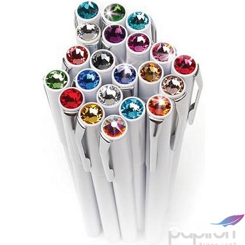 Swarovski toll M. fehér testű Mágneses Éjfekete Kristály Gravírozható Made With Swarovski Elements