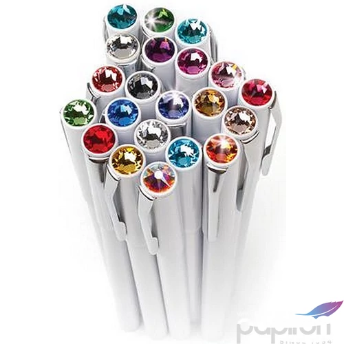 Swarovski toll M. fehér testű Mágneses Türkiz Kristály Gravírozható Made With Swarovski Elements