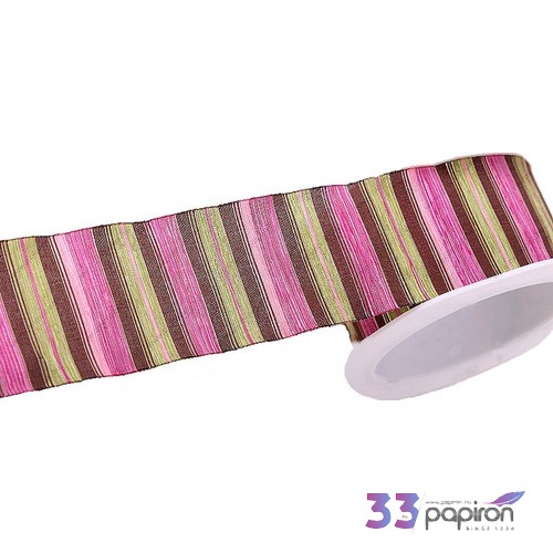 Szalag textil csíkos zöld/barn 38mm