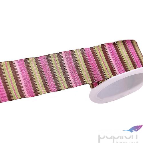 Szalag textil csíkos zöld/barn 38mm 