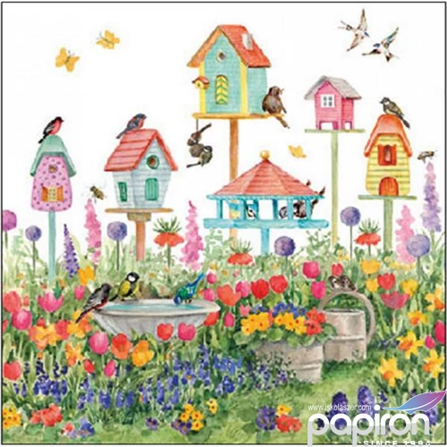 Szalvéta Ambiante Birdhouses papírszalvéta 25x25cm,15db-os