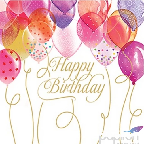 Szalvéta 25x25cm Birthday Ballons 20 db-os 