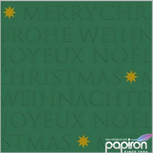 Szalvéta 25x25cm Christmas embossed green dombornyomott 20db-os