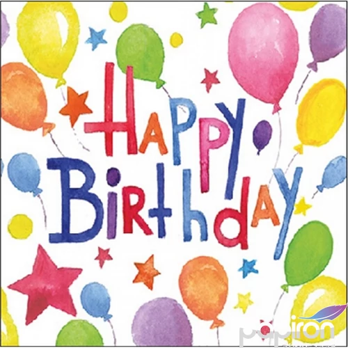 Szalvéta 25x25cm Colourful birthday 20db-os 