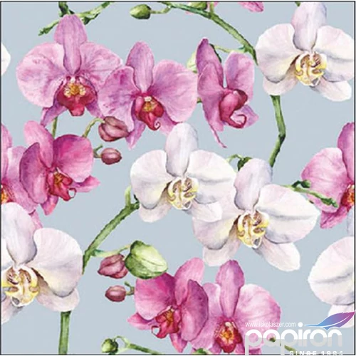 Szalvéta Ambiente Elegance Elegant orchids blue papírszalvéta 25x25cm,15db-os