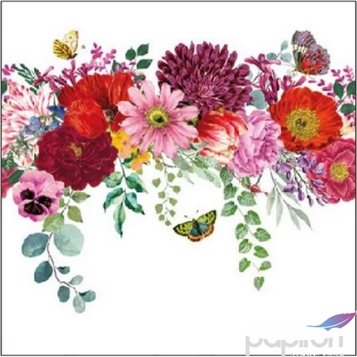 Szalvéta 25x25cm Flower Border White 20db-os