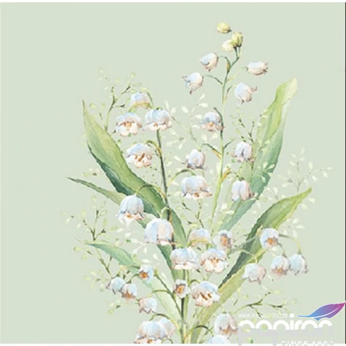 Szalvéta 25x25cm Lily of the valley green 20db-os