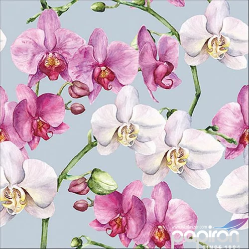 Szalvéta Ambiente Elegance Elegant orchids blue papír papírszalvéta 33x33cm,20db-os