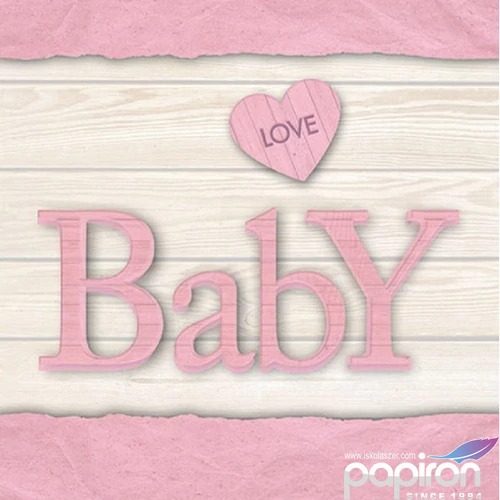 Szalvéta Ambiante Baby Love Girl papír papírszalvéta 33x33cm,20db-os