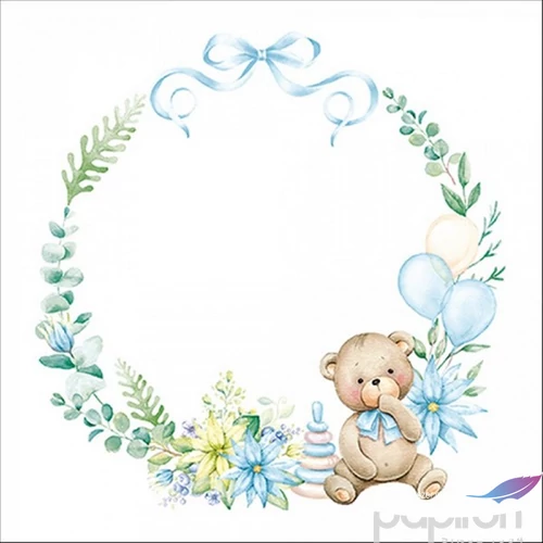 Szalvéta 33x33cm Baby teddy bear blue 20db-os