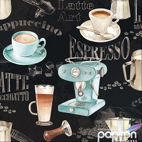 Szalvéta 33x33cm Barista black 20db-os 