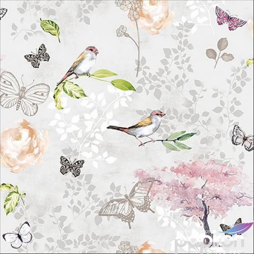 Szalvéta Ambiante Birds and butterflies grey, papír papírszalvéta 33x33cm,20db-os