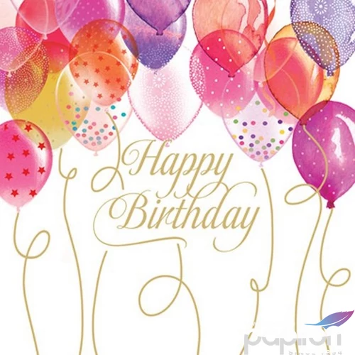 Szalvéta 33x33cm Birthday Balloons 20db-os 