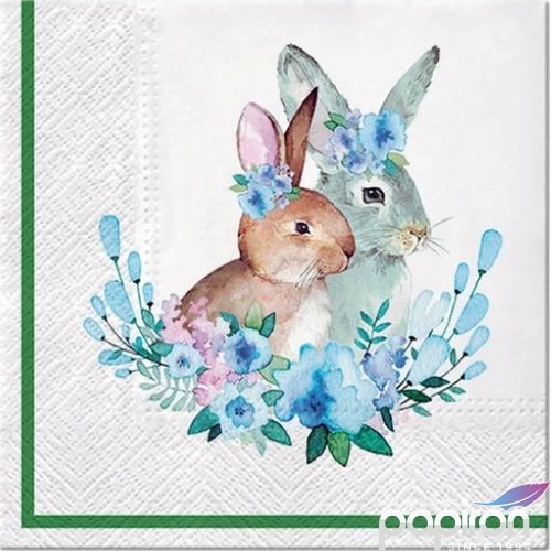 Szalvéta 33x33cm Bunnies with Wreaths 20db-os