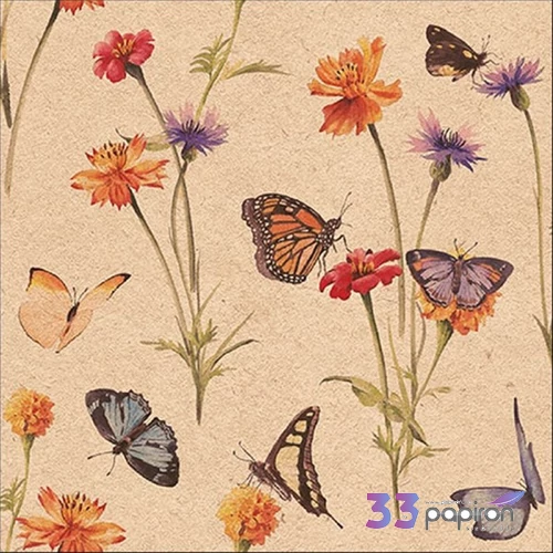 Szalvéta 33x33cm Butterfly garden nature, recycled 20db-os