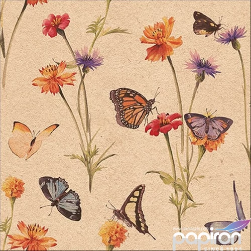 Szalvéta 33x33cm Butterfly garden nature, recycled 20db-os