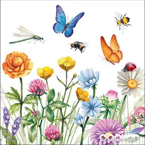 Szalvéta 33x33cm Butterfly Meadow 20db-os