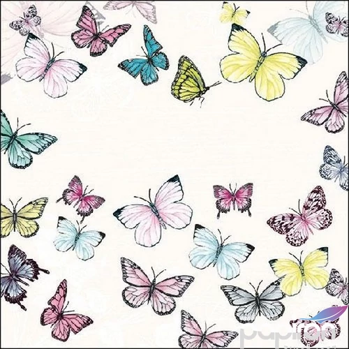 Szalvéta 33x33cm Butterfly White 20db-os