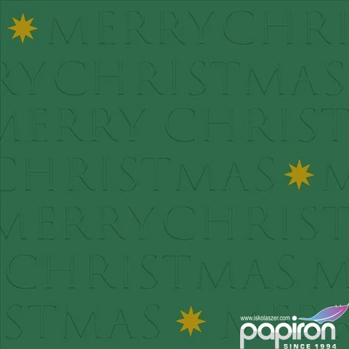 Szalvéta 33x33cm Christmas letters green dombornyomott 20db-os