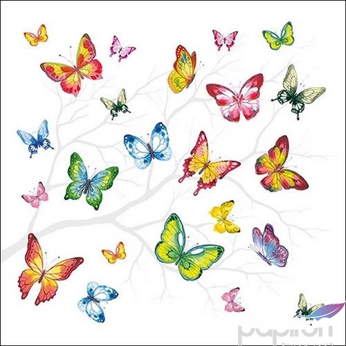 Szalvéta 33x33cm Colorful Butterflies 20db-os