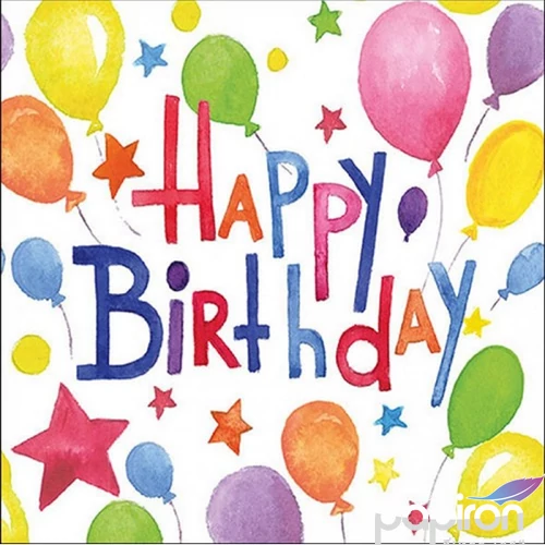 Szalvéta 33x33cm Colourful birthday 20db-os