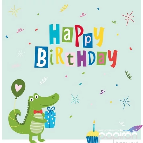 Szalvéta 33x33cm Croco Birthday 20db-os