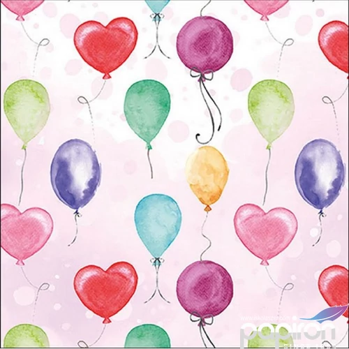 Szalvéta 33x33cm Flying balloons pink 20db-os