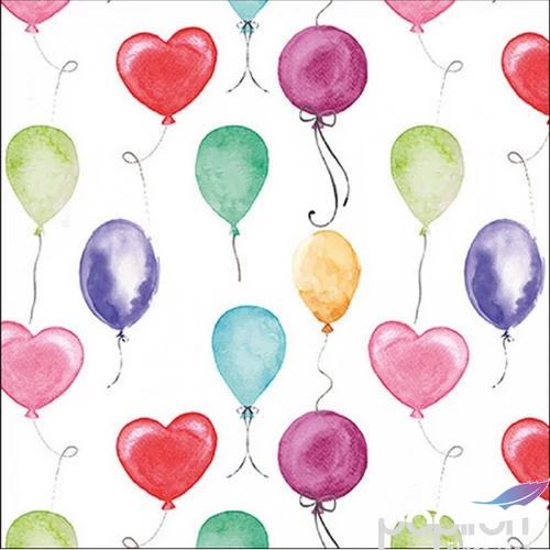 Szalvéta 33x33cm Flying balloons white 20db-os