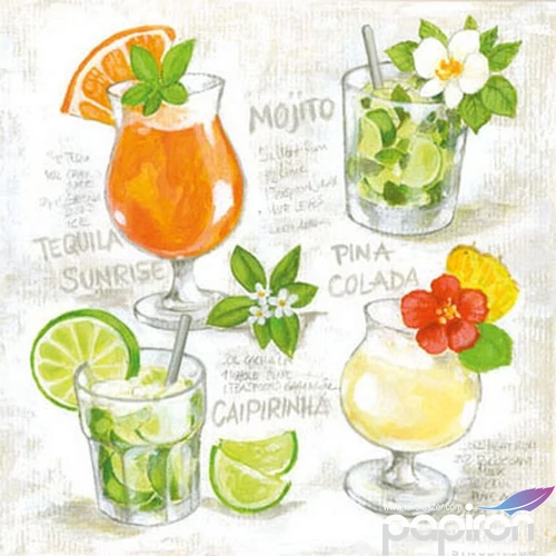 Szalvéta 33x33cm Four Cocktails 20db-os 