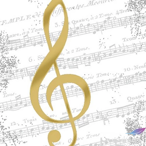 Szalvéta 33x33cm I Love Music gold 20db-os