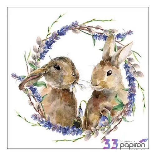 Szalvéta Ambiante nyuszis Rabbits and Levander papírszalvéta 33x33cm,20db-os