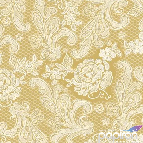 Szalvéta 33x33cm Lace Royal gold white dombornyomott 15-db-os