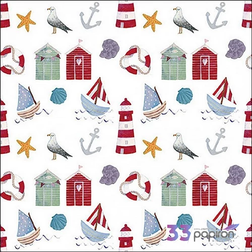 Szalvéta 33x33cm Nautical items 20db-os