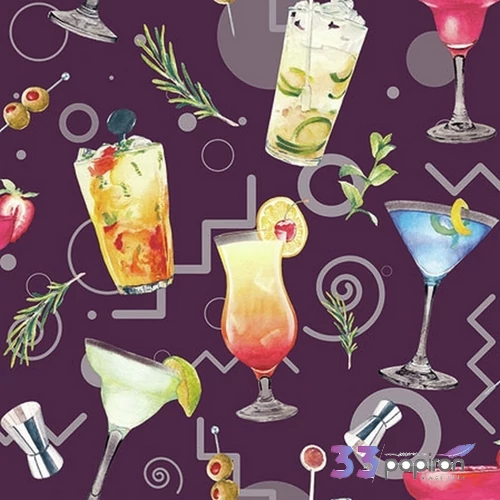 Szalvéta Ambiente koktélos Cocktail Party Aubergine 3rétegű 20db/csomag, 33x33cm