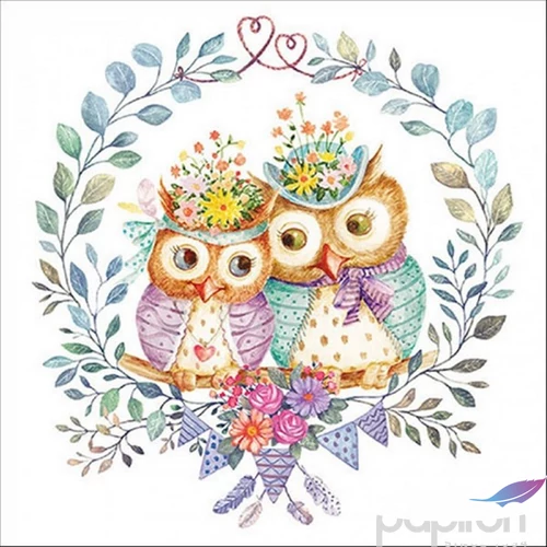 Szalvéta 33x33cm Owl couple in love 20db-os 