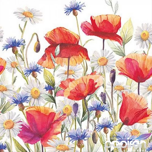 Szalvéta Ambiante Poppies and cornflowers papírszalvéta 33x33cm,20db-os