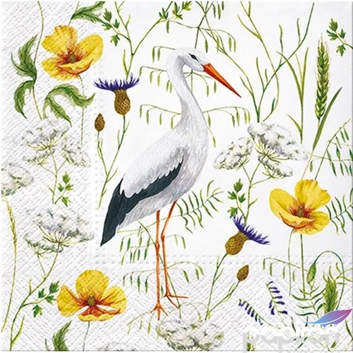 Szalvéta 33x33cm Stork in Grassland 20db-os