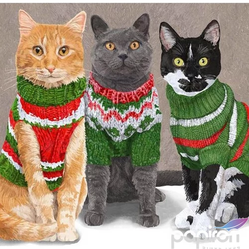 Szalvéta 33x33cm Sweater Cats 20db-os