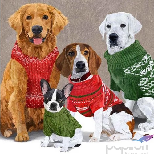 Szalvéta 33x33cm Sweater Dogs 20db-os