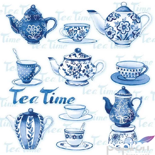 Szalvéta 33x33cm Tea moments blue 20db-os