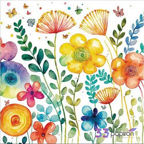 Szalvéta Ambiante virágos Vibrant spring white papírszalvéta 33x33cm,20db-os