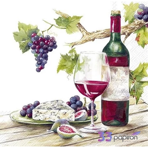 Szalvéta 3rétegű szöllő Red wine tasting 33x33cm  20db/csomag
