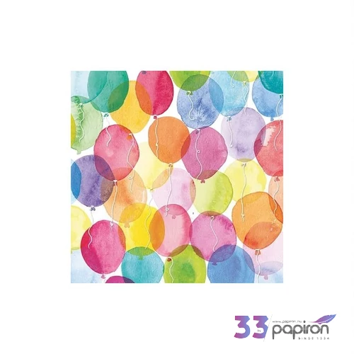 Szalvéta Ambiante Aquarell Balloons papírszalvéta 33x33cm,20db-os