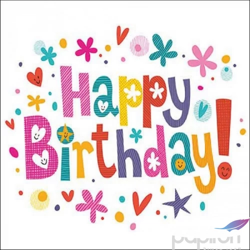 Szalvéta Ambiante Birthday wishes white papír papírszalvéta 33x33cm,20db-os