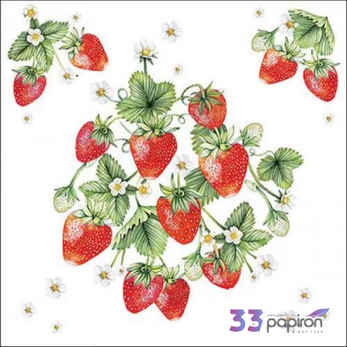 Szalvéta Ambiante Bunch of strawberries papír papírszalvéta 33x33cm,20db-os