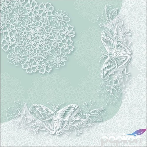 Szalvéta Ambiante Butterfly Lace Aqua papírszalvéta 33x33cm,20db-os