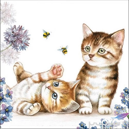 Szalvéta Ambiante Cats and Bees papírszalvéta 33x33cm,20db-os