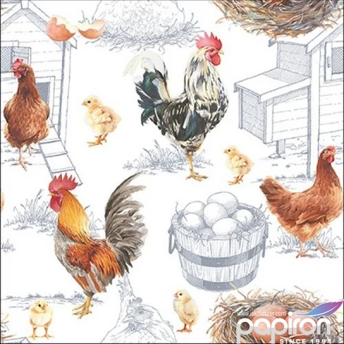 Szalvéta Ambiante Chicken Farm papír papírszalvéta 33x33cm,20db-os